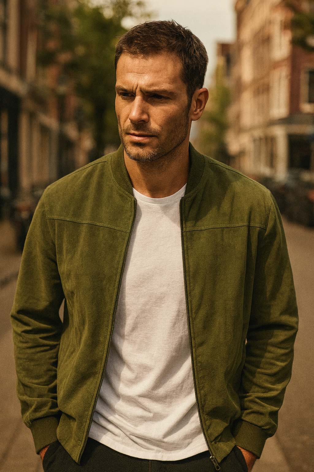 Men’s Lightweight Suede Bomber Jacket | Casual Classic