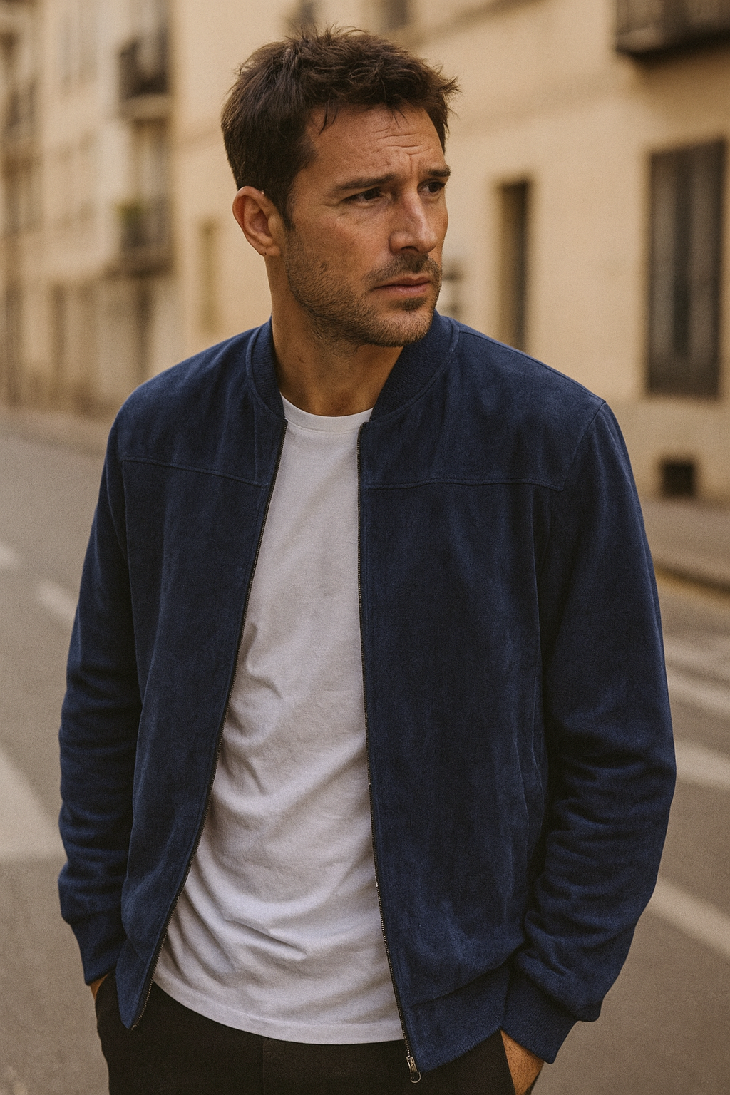 Men’s Lightweight Suede Bomber Jacket | Casual Classic