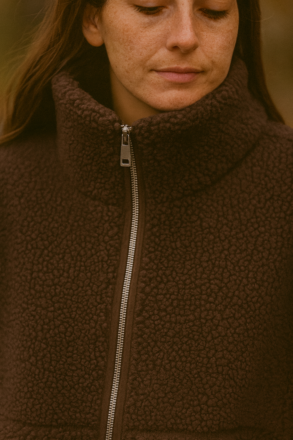 Women's Cosy Teddy Jacket Full Zip | High Collar