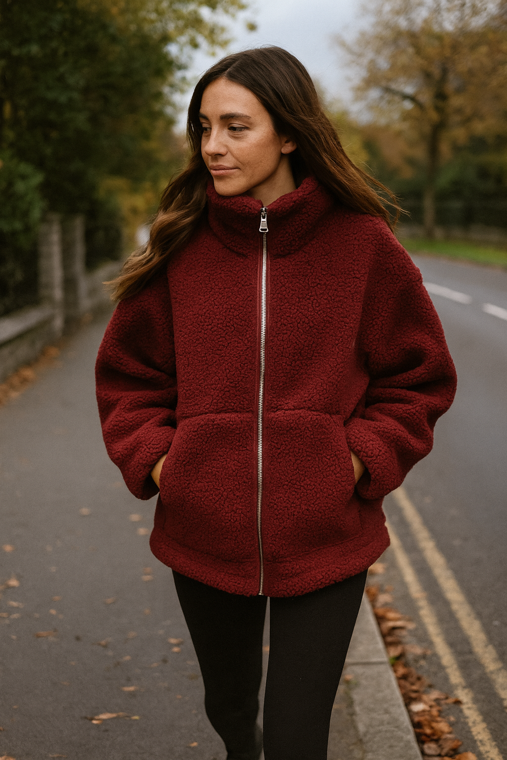 Women's Cosy Teddy Jacket Full Zip | High Collar