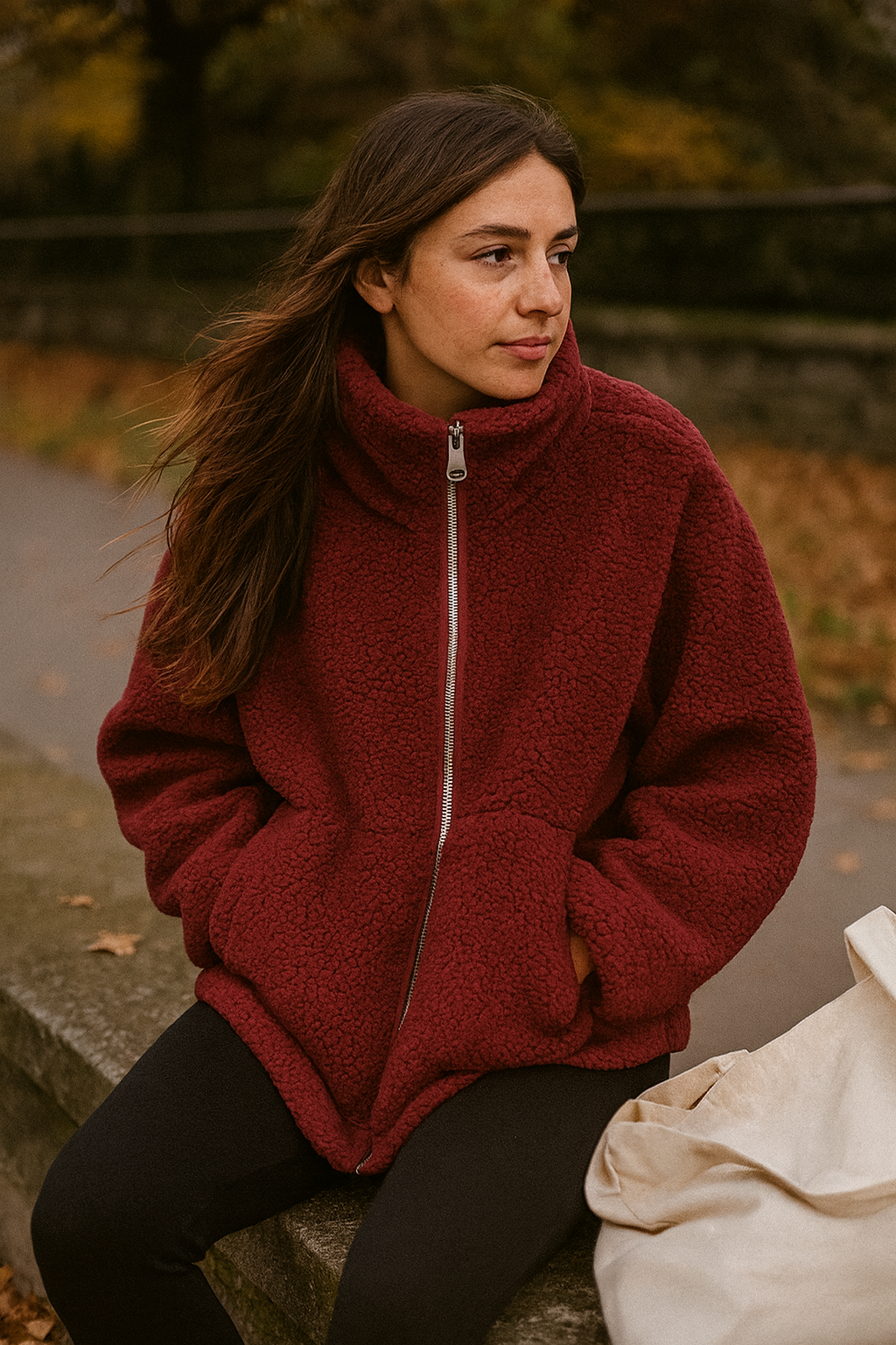 Women's Cosy Teddy Jacket Full Zip | High Collar
