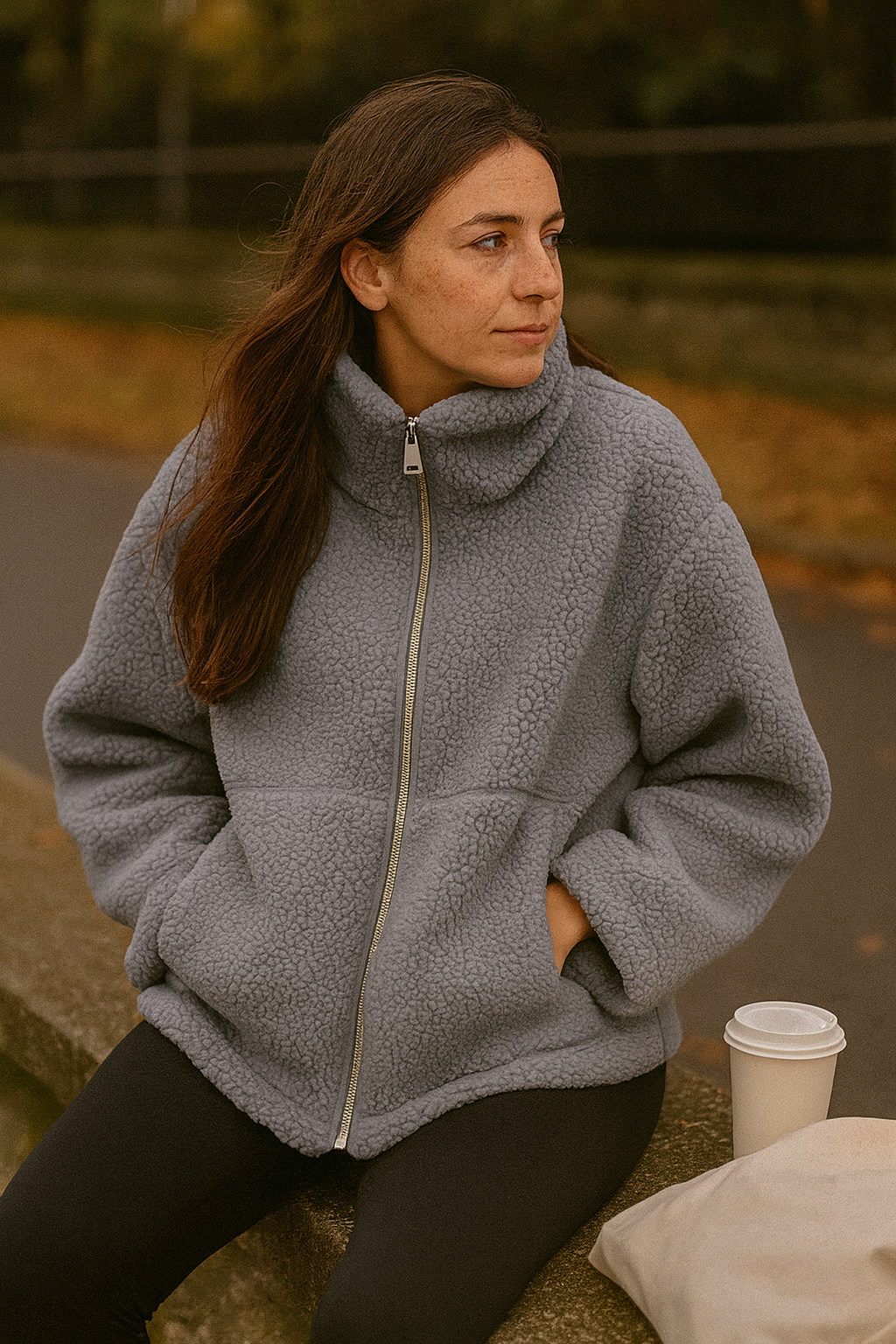 Women's Cosy Teddy Jacket Full Zip | High Collar