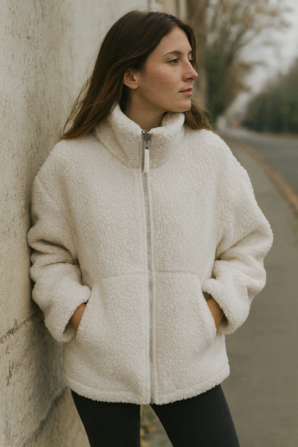 Women's Cosy Teddy Jacket Full Zip | High Collar