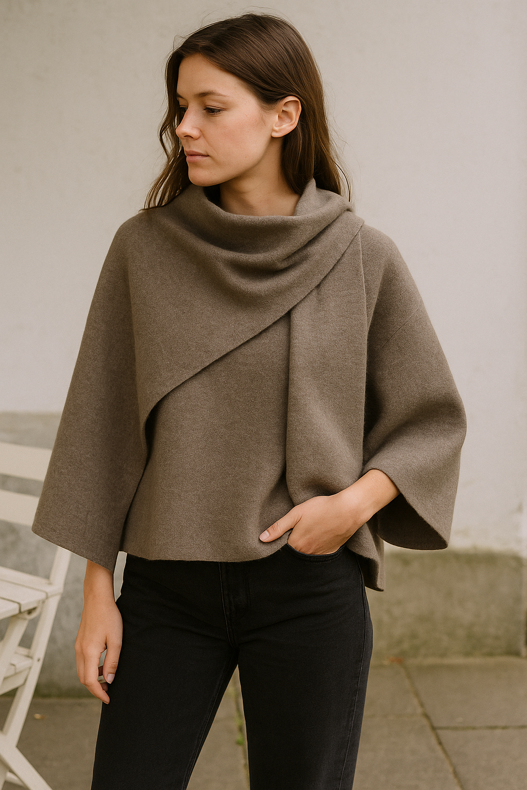 Women's Draped Cape Cowl Neck | Oversized