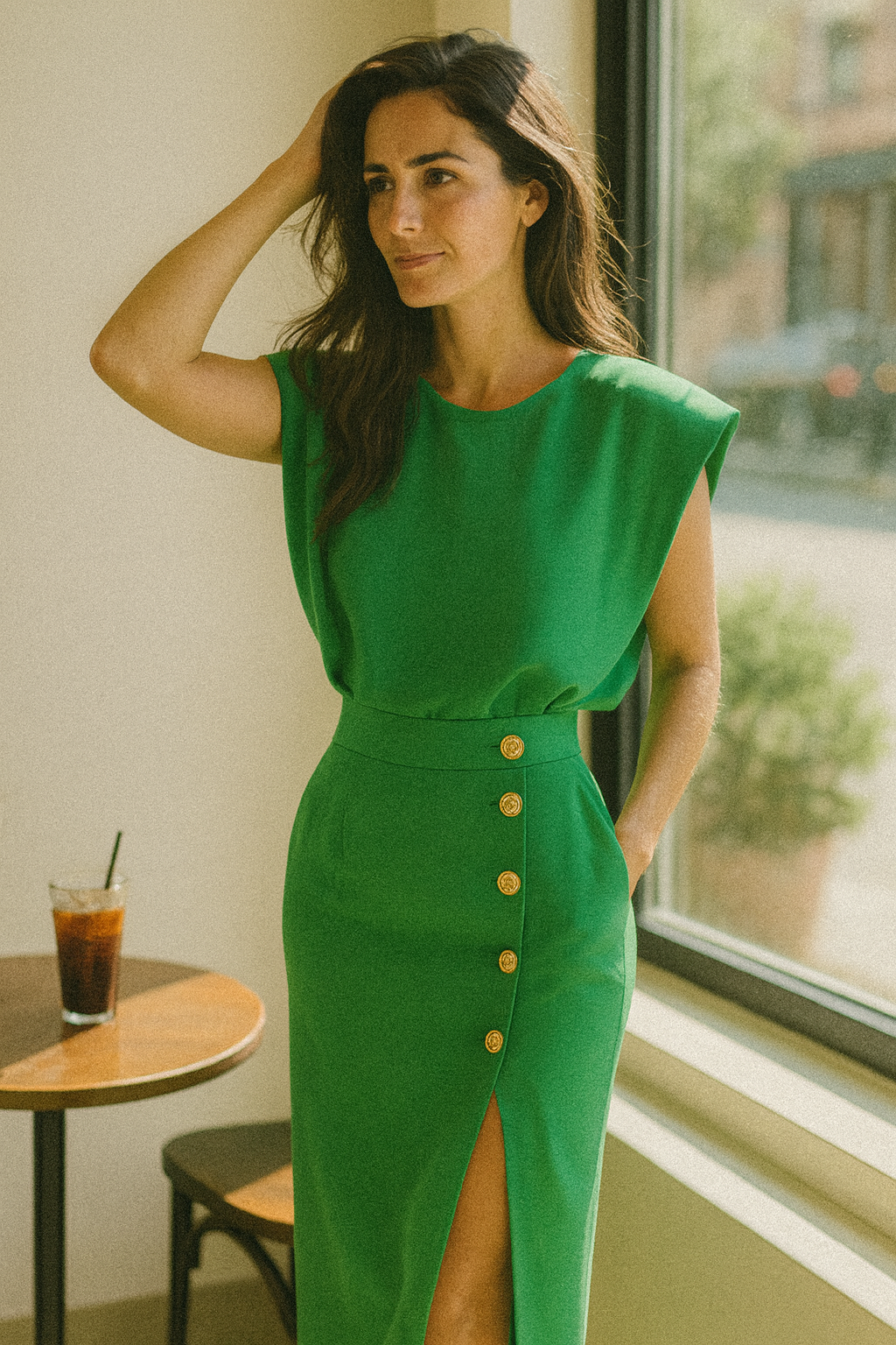 Women's Wedding Guest Dress Button Detail | Midi