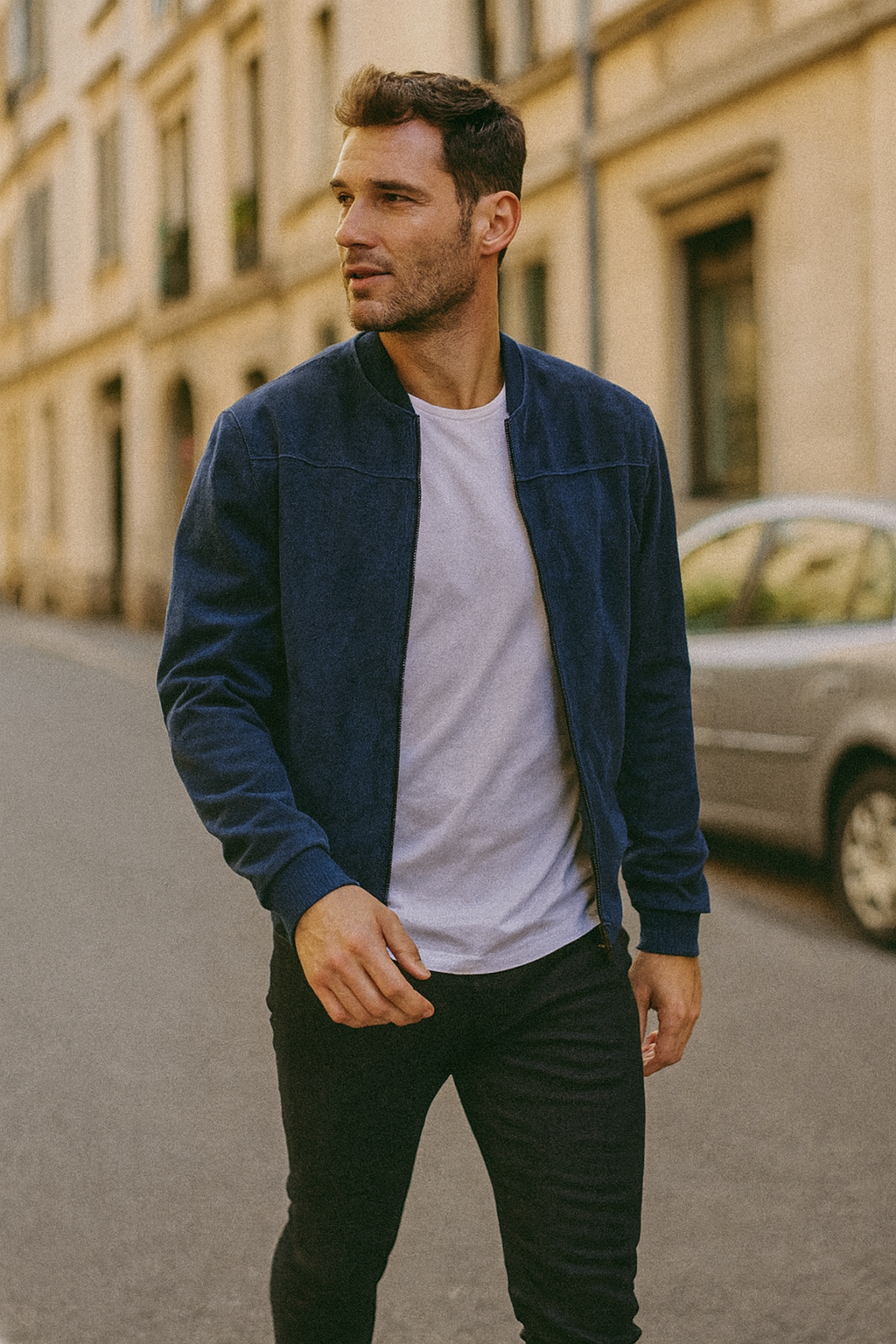 Men’s Lightweight Suede Bomber Jacket | Casual Classic