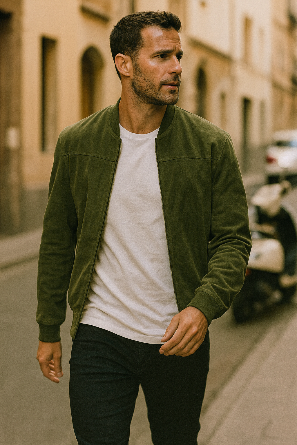 Men’s Lightweight Suede Bomber Jacket | Casual Classic