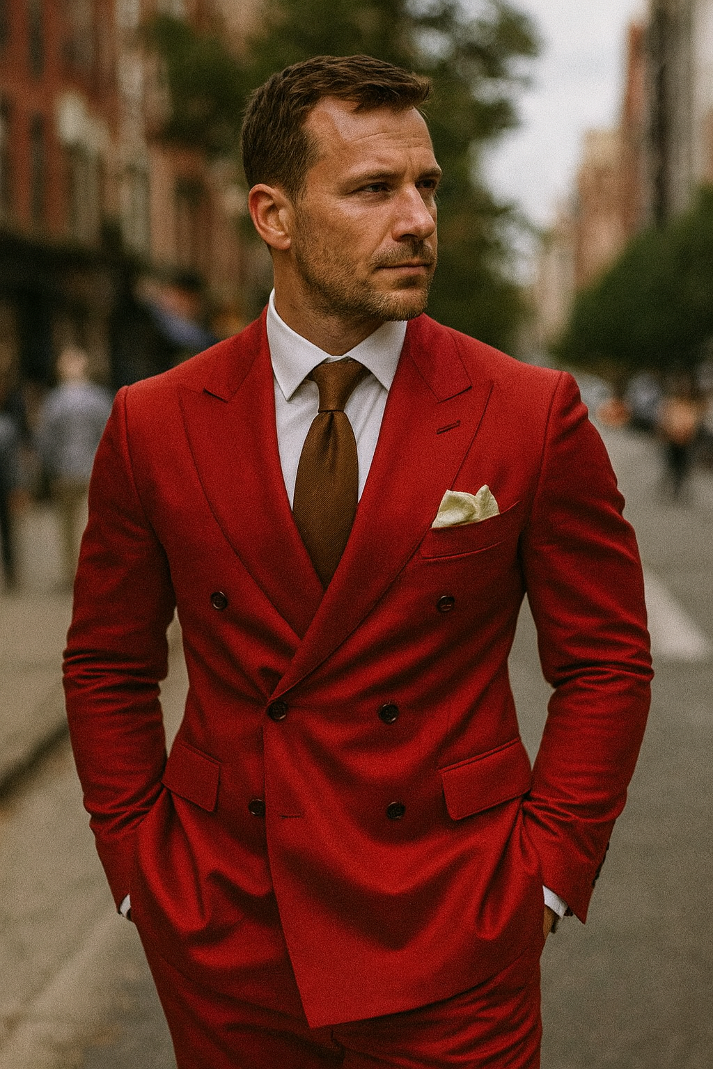 Men’s Tailored Wedding Suit Double-Breasted Beige | Modern Classic