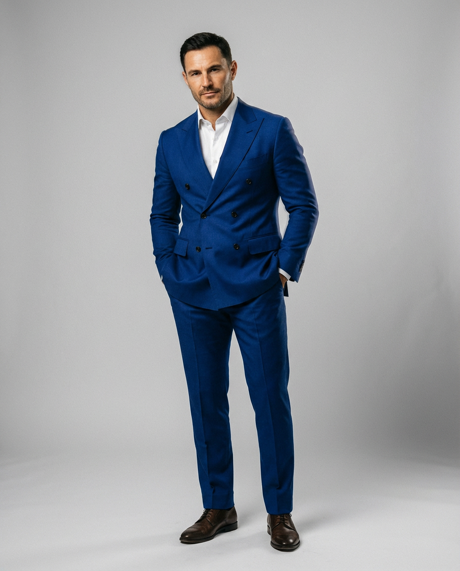 Men’s Tailored Wedding Suit Double-Breasted Beige | Modern Classic