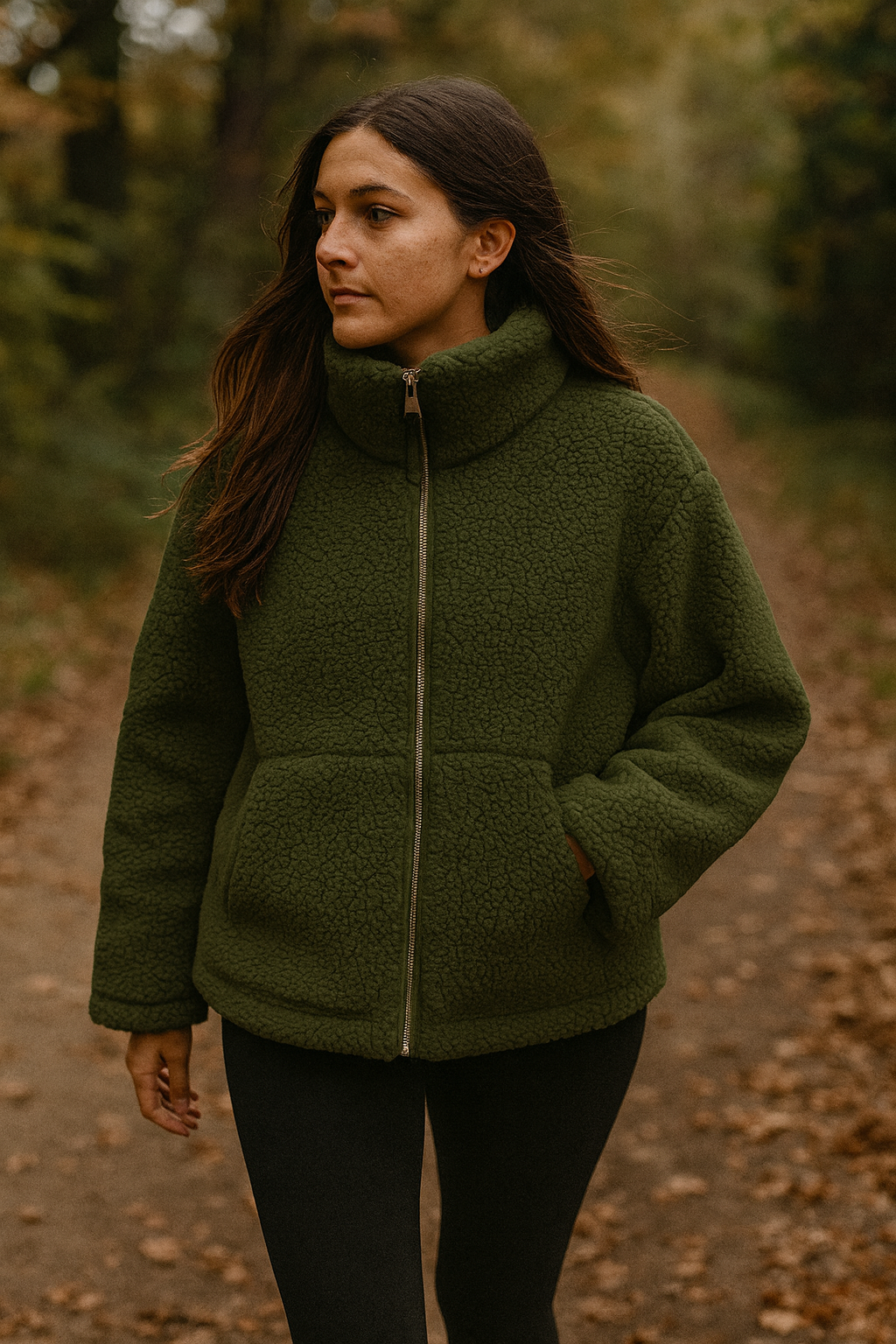Women's Cosy Teddy Jacket Full Zip | High Collar