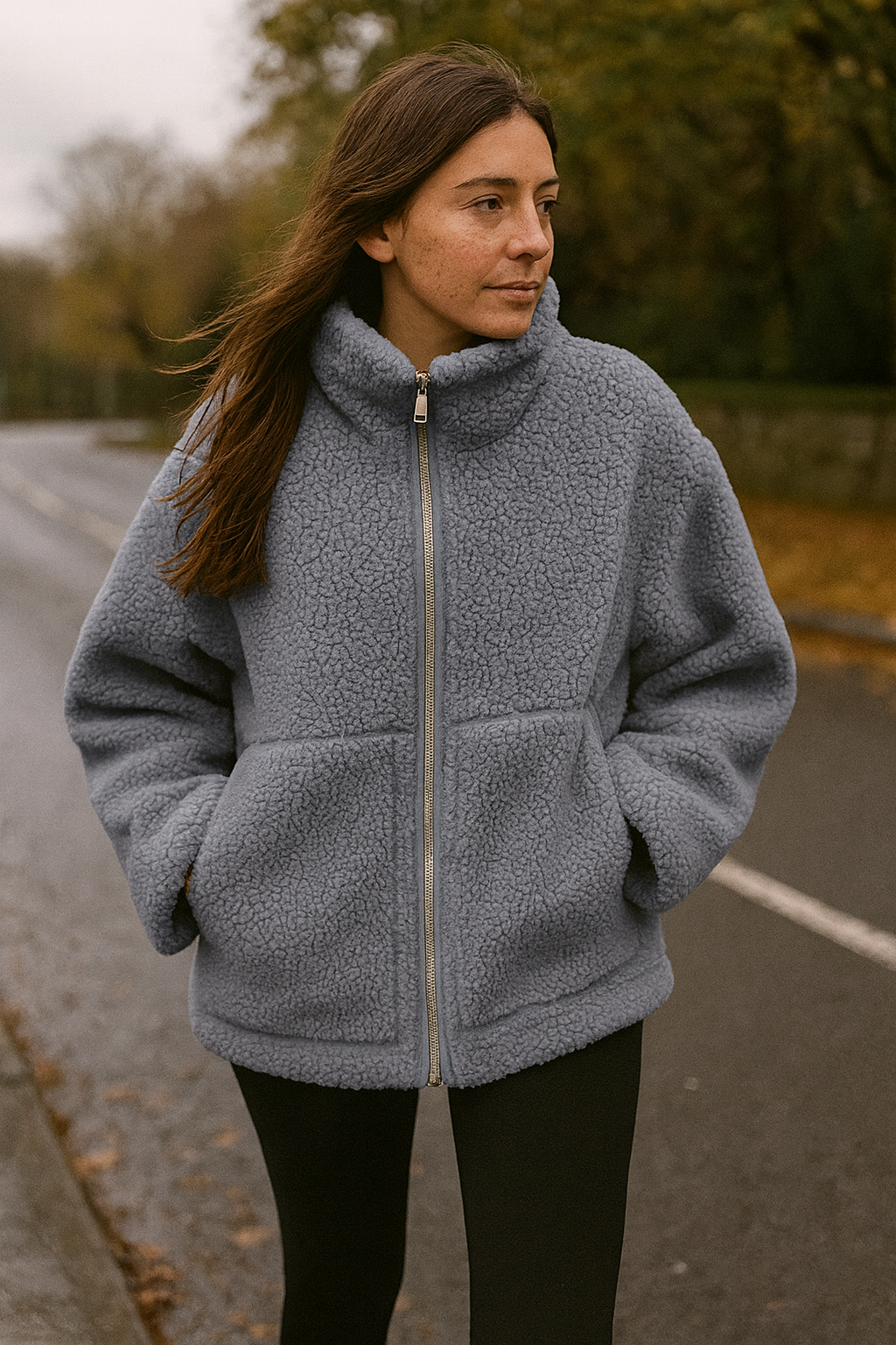 Women's Cosy Teddy Jacket Full Zip | High Collar