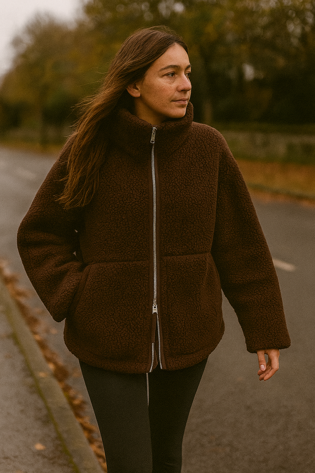 Women's Cosy Teddy Jacket Full Zip | High Collar