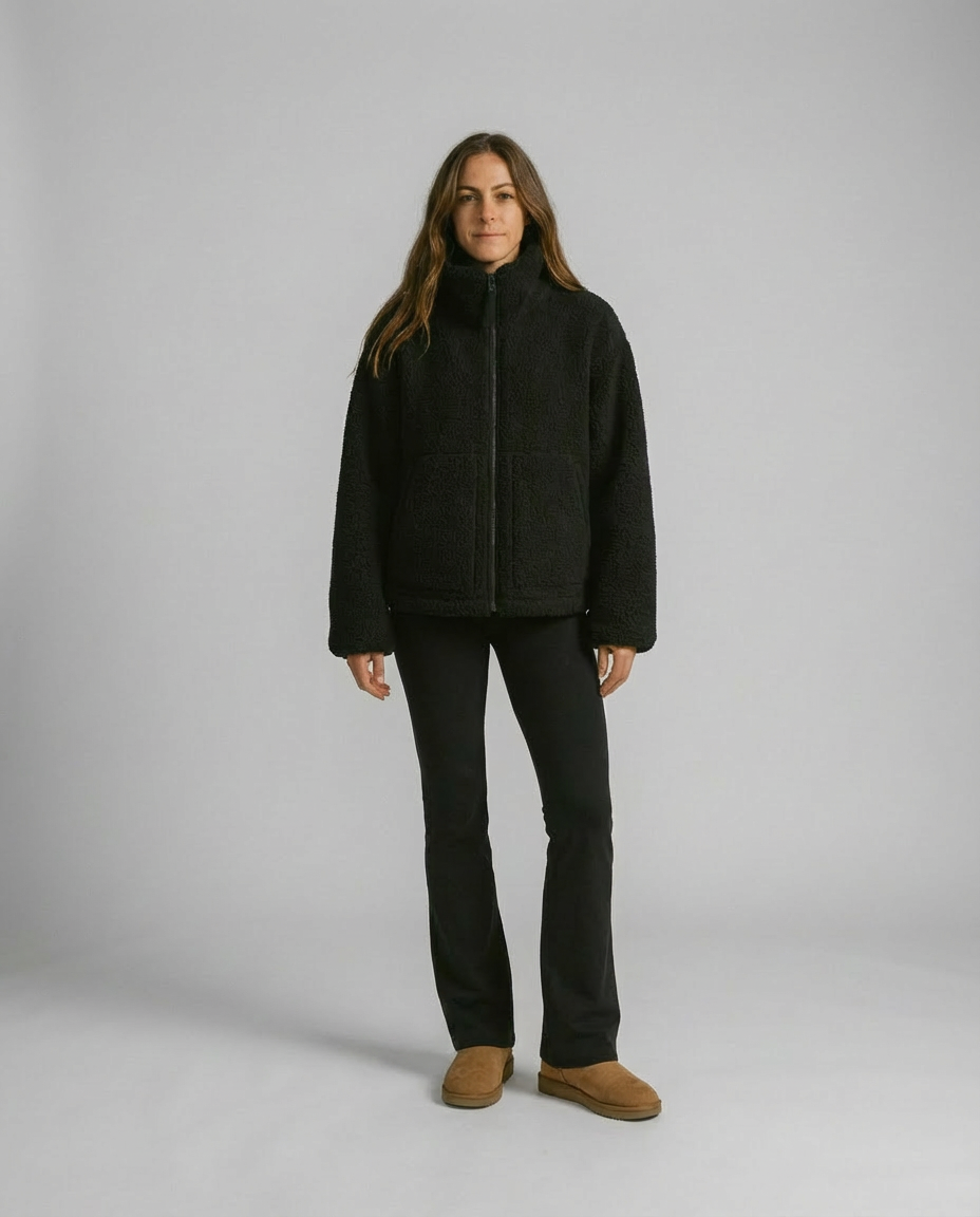 Women's Cozy Teddy Jacket Full Zip | High Collar
