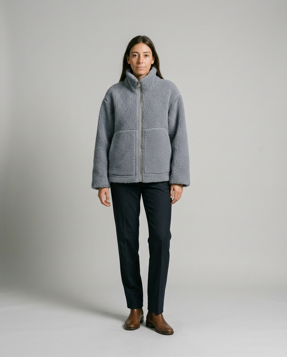 Women's Cozy Teddy Jacket Full Zip | High Collar