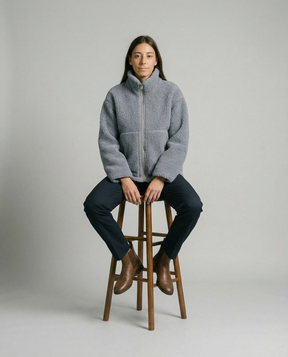 Women's Cozy Teddy Jacket Full Zip | High Collar