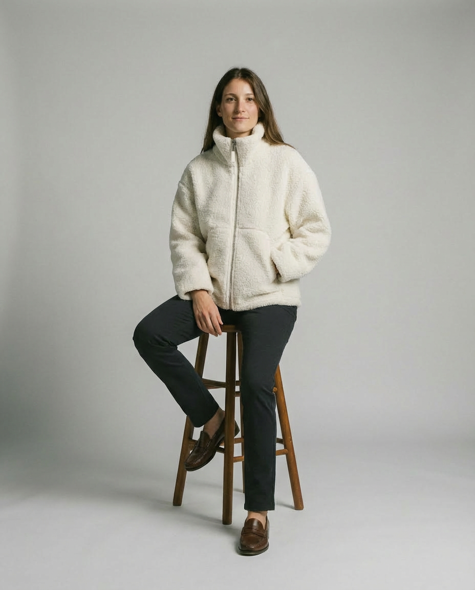 Women's Cozy Teddy Jacket Full Zip | High Collar