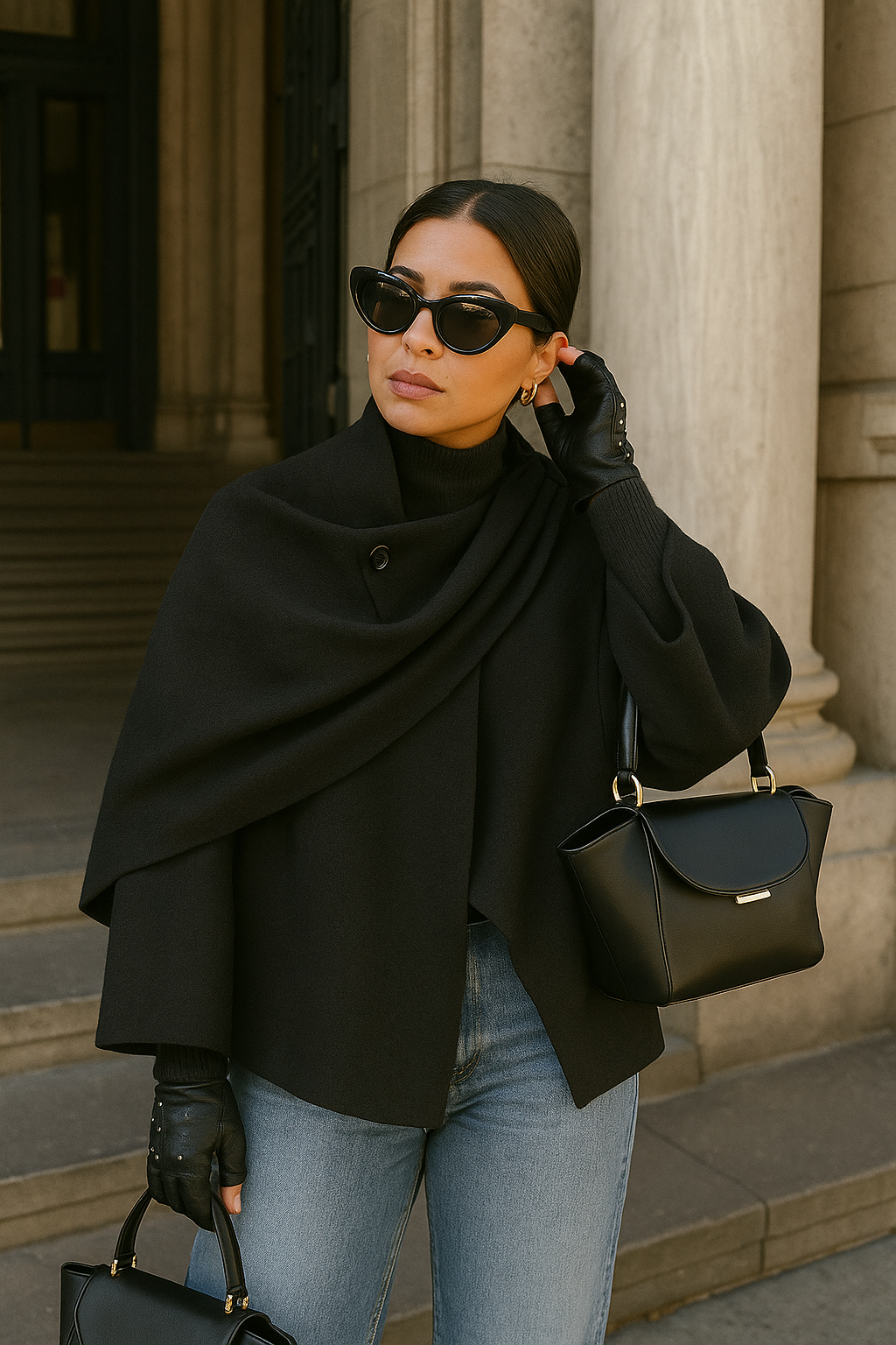 Women's Draped Cape Cowl Neck | Oversized