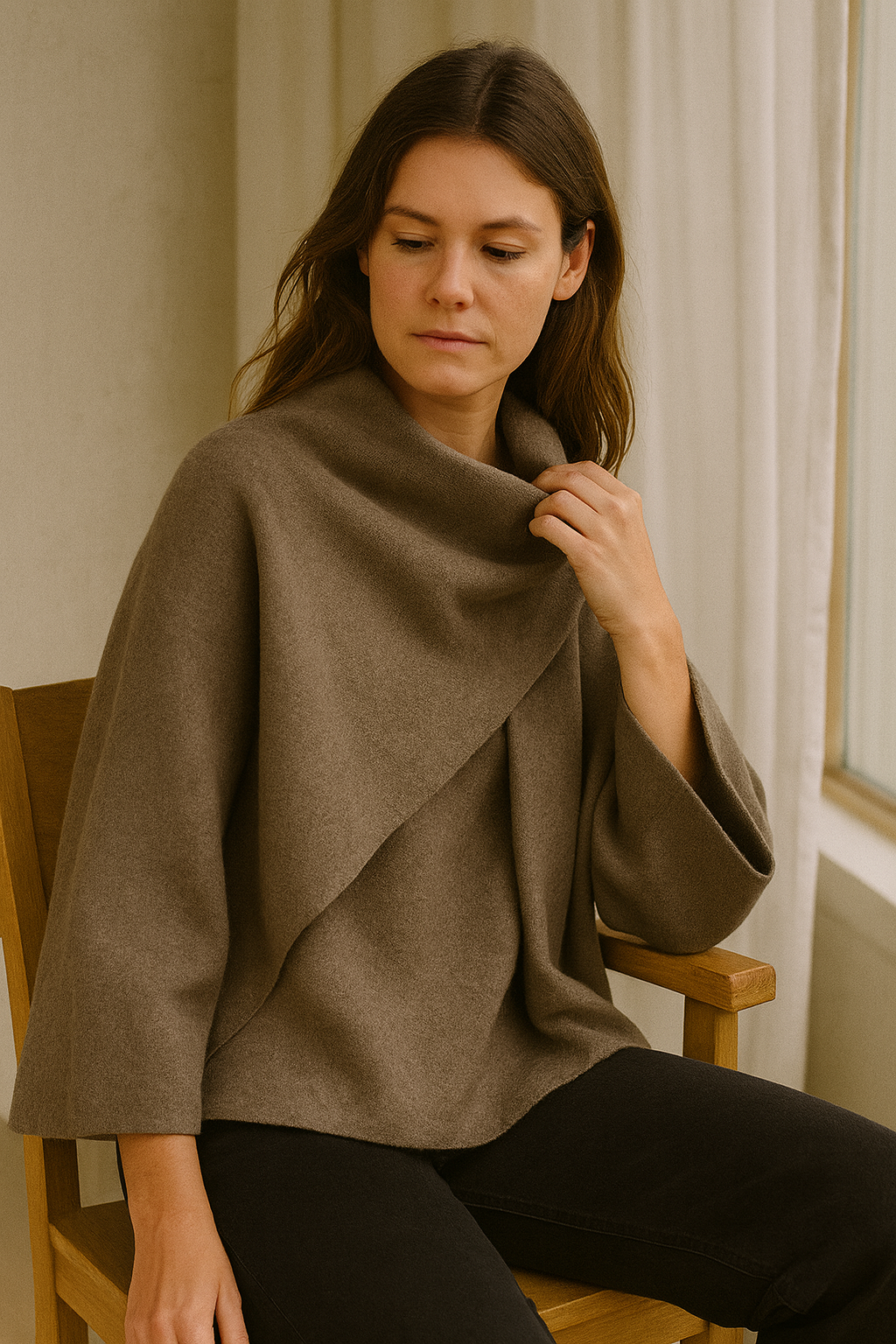 Women's Draped Cape Cowl Neck | Oversized