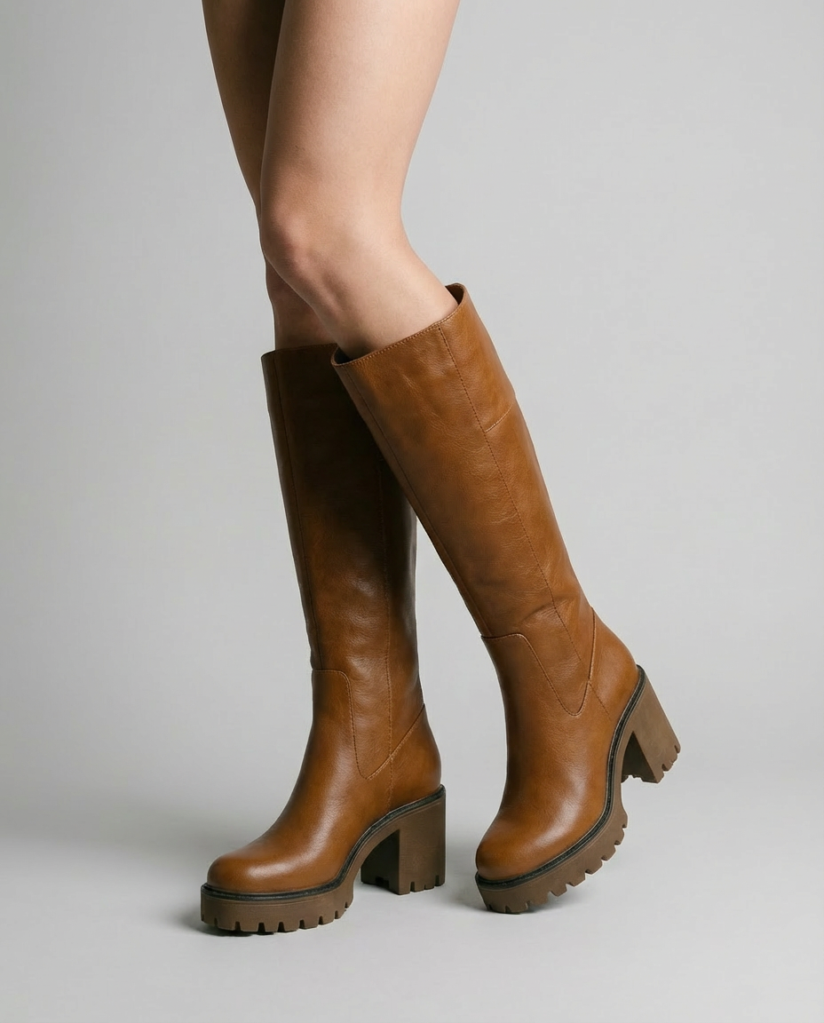 Women's Knee High Boots Block Heel | Chunky Platform