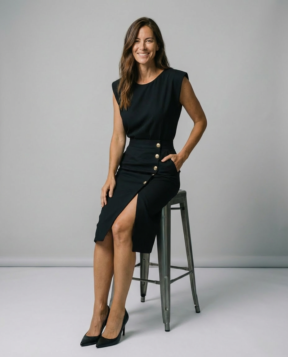 Women's Wedding Guest Dress Button Detail | Midi